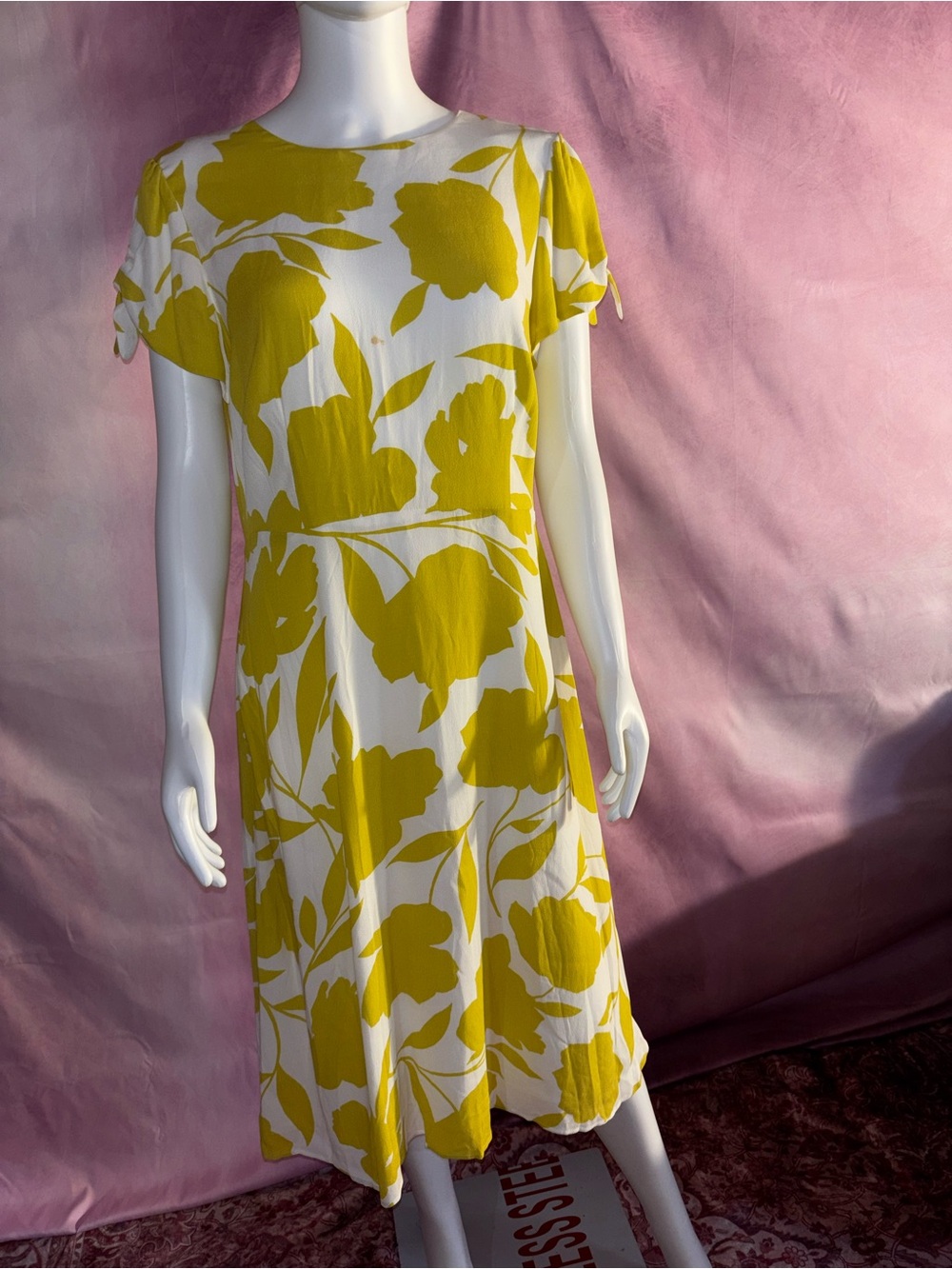 Ann Taylor Yellow and White Floral A-Line Dress